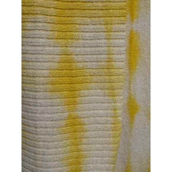 Vintage Calvin Klein yellow & white tie-dyed cropped open front cardigan size L - Picture 4 of 6